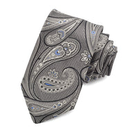 Grey, Bluette, and Onyx Oxford Teardrop Woven Jacquard Silk Tie by Dion Neckwear