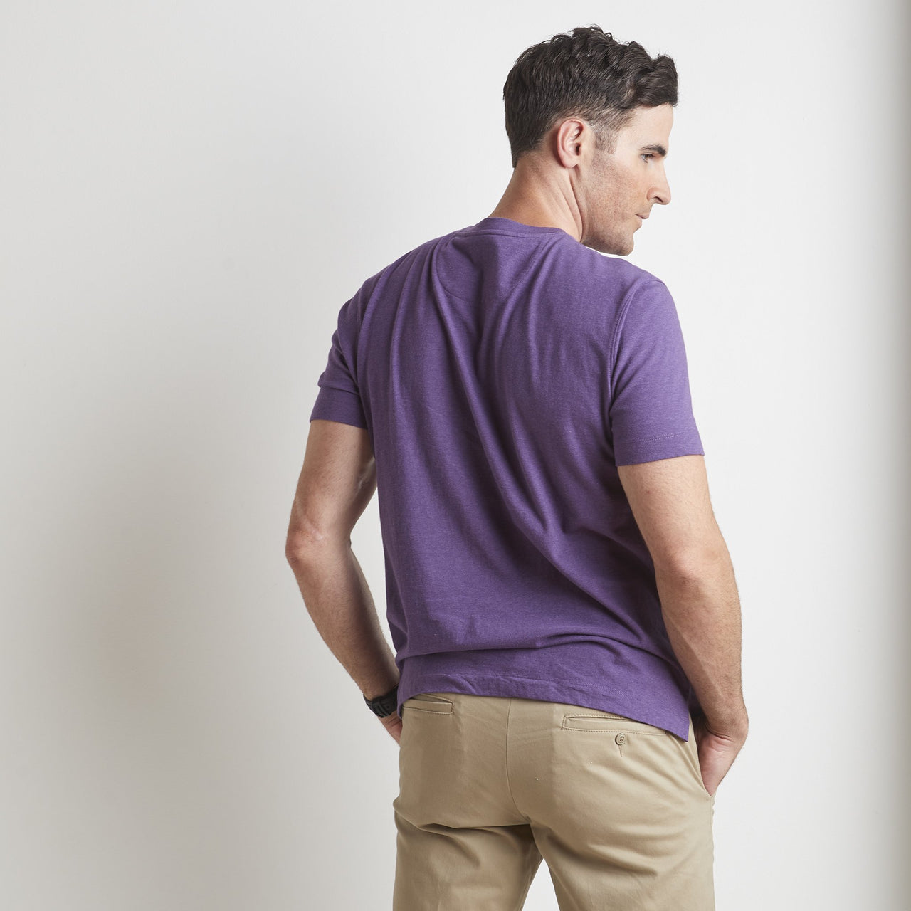 Melange Crew Neck Peruvian Cotton Tee Shirt in Purple Mélange by Left Coast Tee