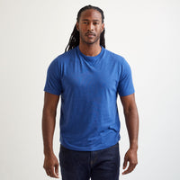 Westwood Village V-Inset Crew Neck T-Shirt in Bright Blue Mix by Left Coast Tee