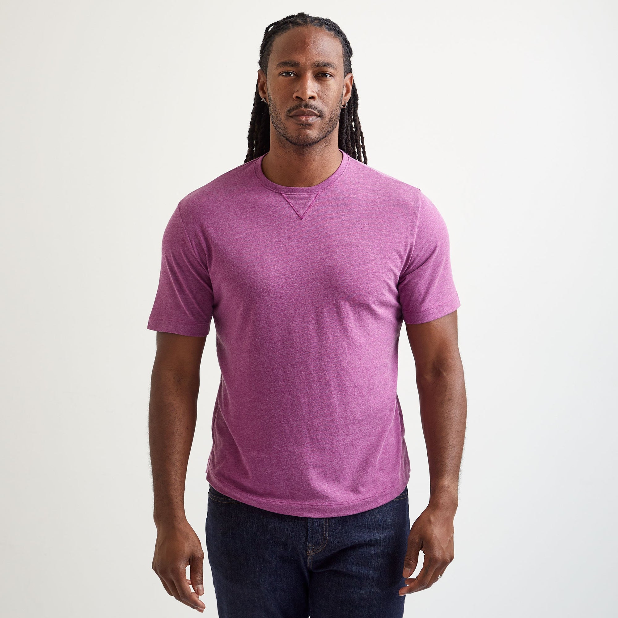 Westwood Village V-Inset Crew Neck T-Shirt in Purple Mix by Left Coast Tee