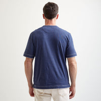 County Line Layered Effect High V-Neck Tee Shirt in Navy Mélange by Left Coast Tee