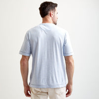 County Line Layered Effect High V-Neck Tee Shirt in Light Blue Mélange by Left Coast Tee