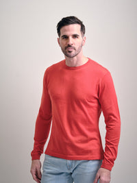 Fine Gauge Pure Cashmere Crewneck Long Sleeve Tee in Raspberry by Left Coast Tee