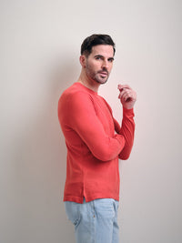 Fine Gauge Pure Cashmere Crewneck Long Sleeve Tee in Raspberry by Left Coast Tee