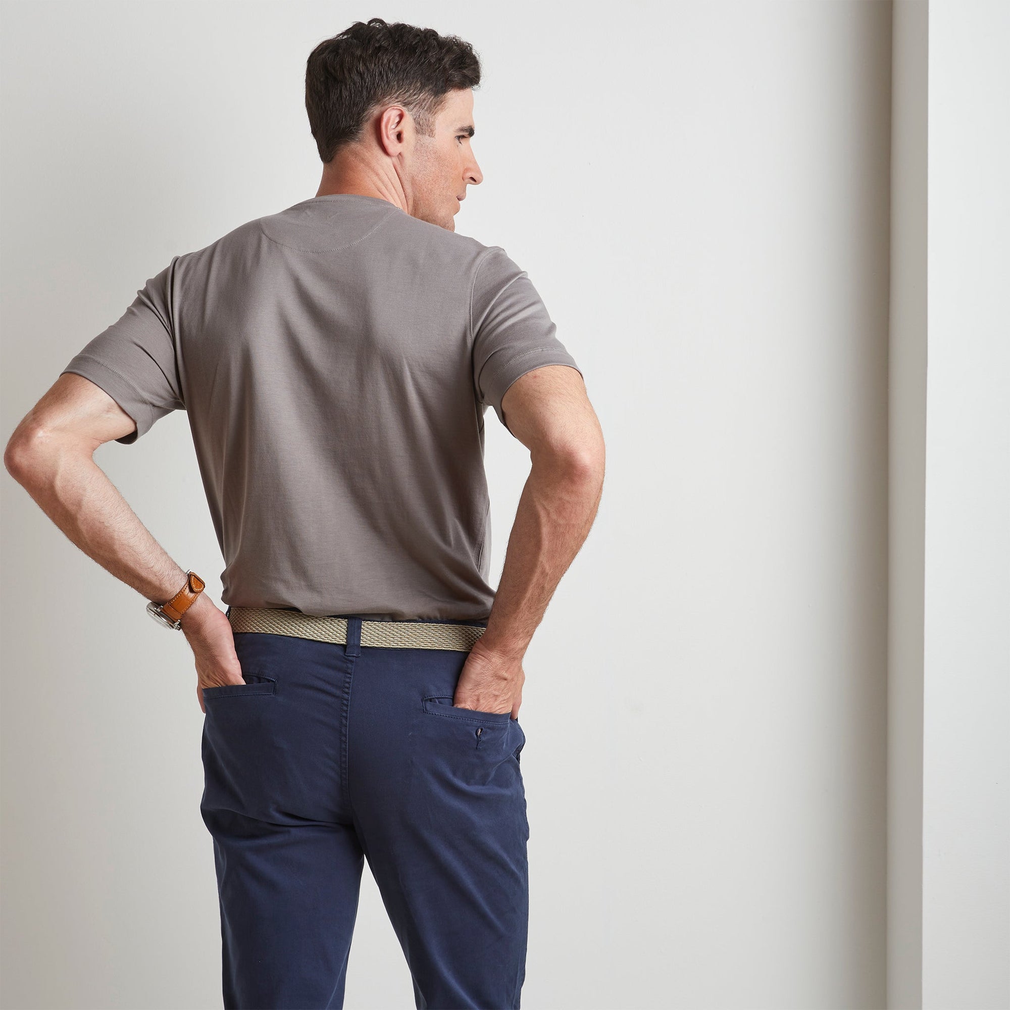 Crew Neck Peruvian Cotton Tee Shirt in Gray by Left Coast Tee