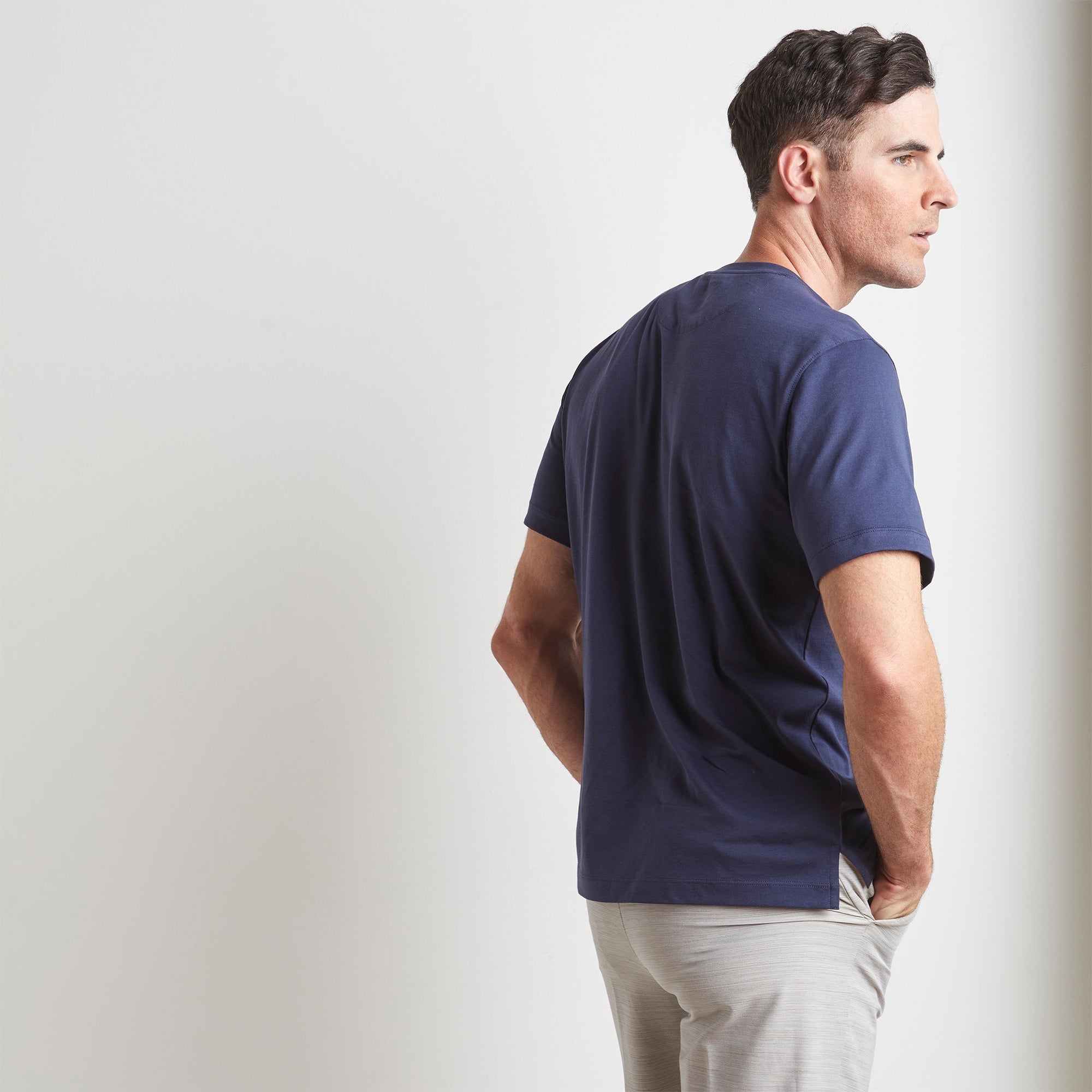 Crew Neck Peruvian Cotton Tee Shirt in Navy by Left Coast Tee