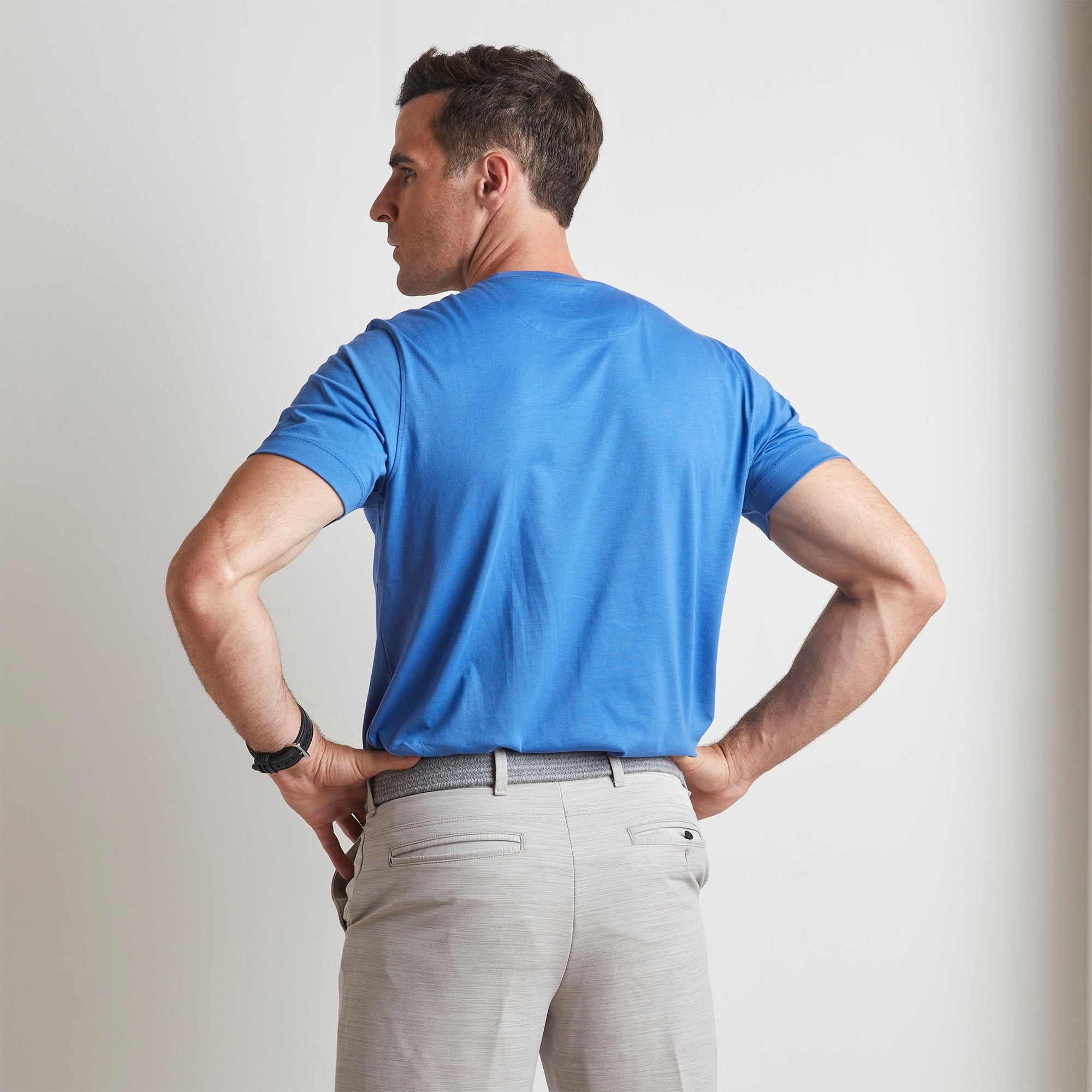 Crew Neck Peruvian Cotton Tee Shirt in Royal Blue by Left Coast Tee