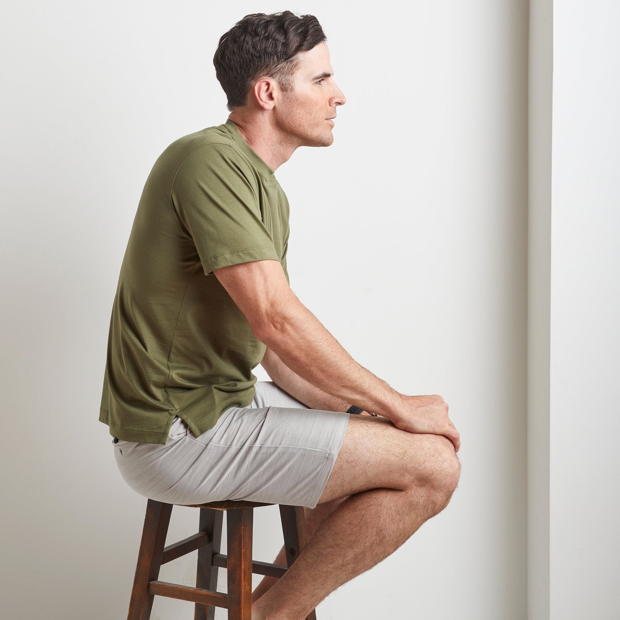 Crew Neck Peruvian Cotton Tee Shirt in Olive by Left Coast Tee