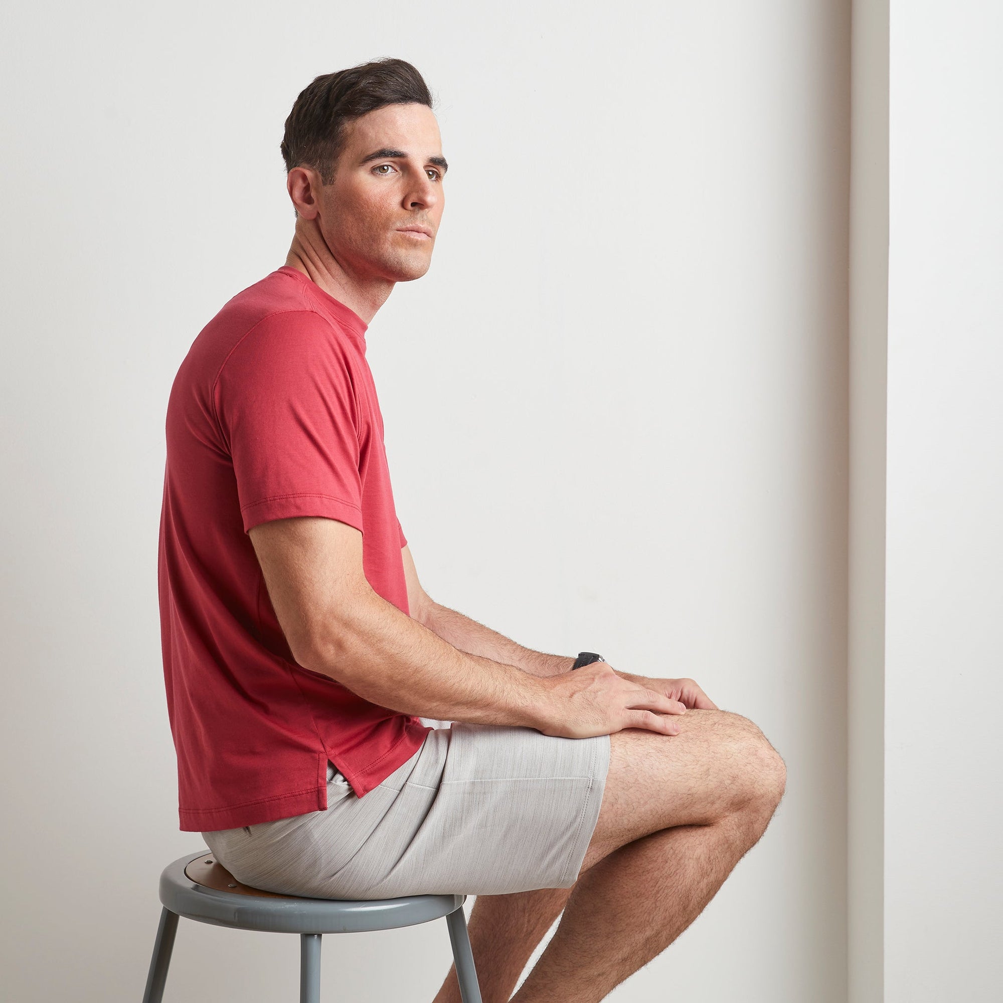 Crew Neck Peruvian Cotton Tee Shirt in Red by Left Coast Tee