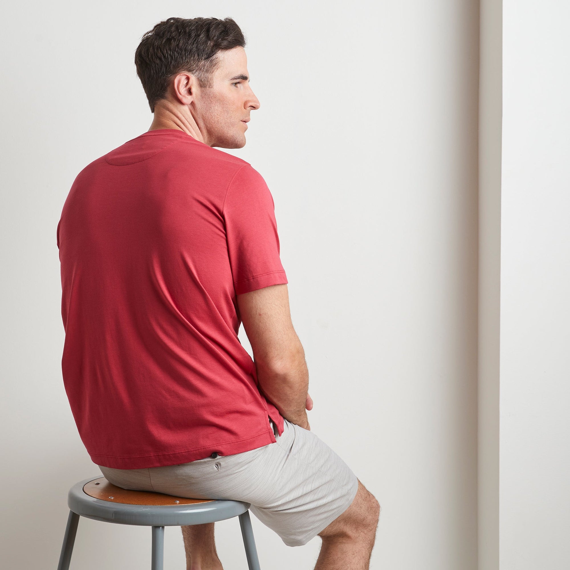 Crew Neck Peruvian Cotton Tee Shirt in Red by Left Coast Tee