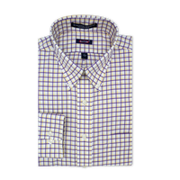 'LSU' Purple and Gold Check Long Sleeve Beyond Non-Iron® Cotton Twill Sport Shirt by Batton