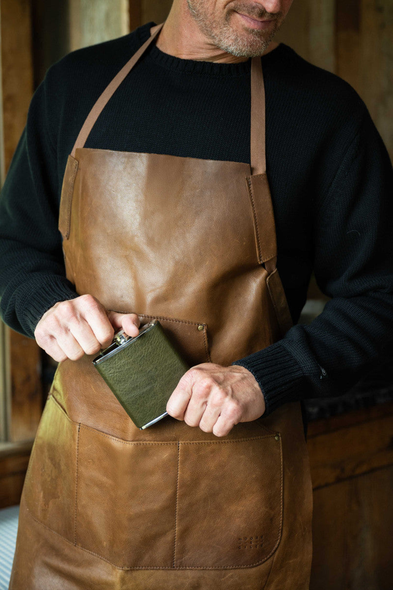 Reclaimed Leather Apron in Heirloom Oak by Moore & Giles