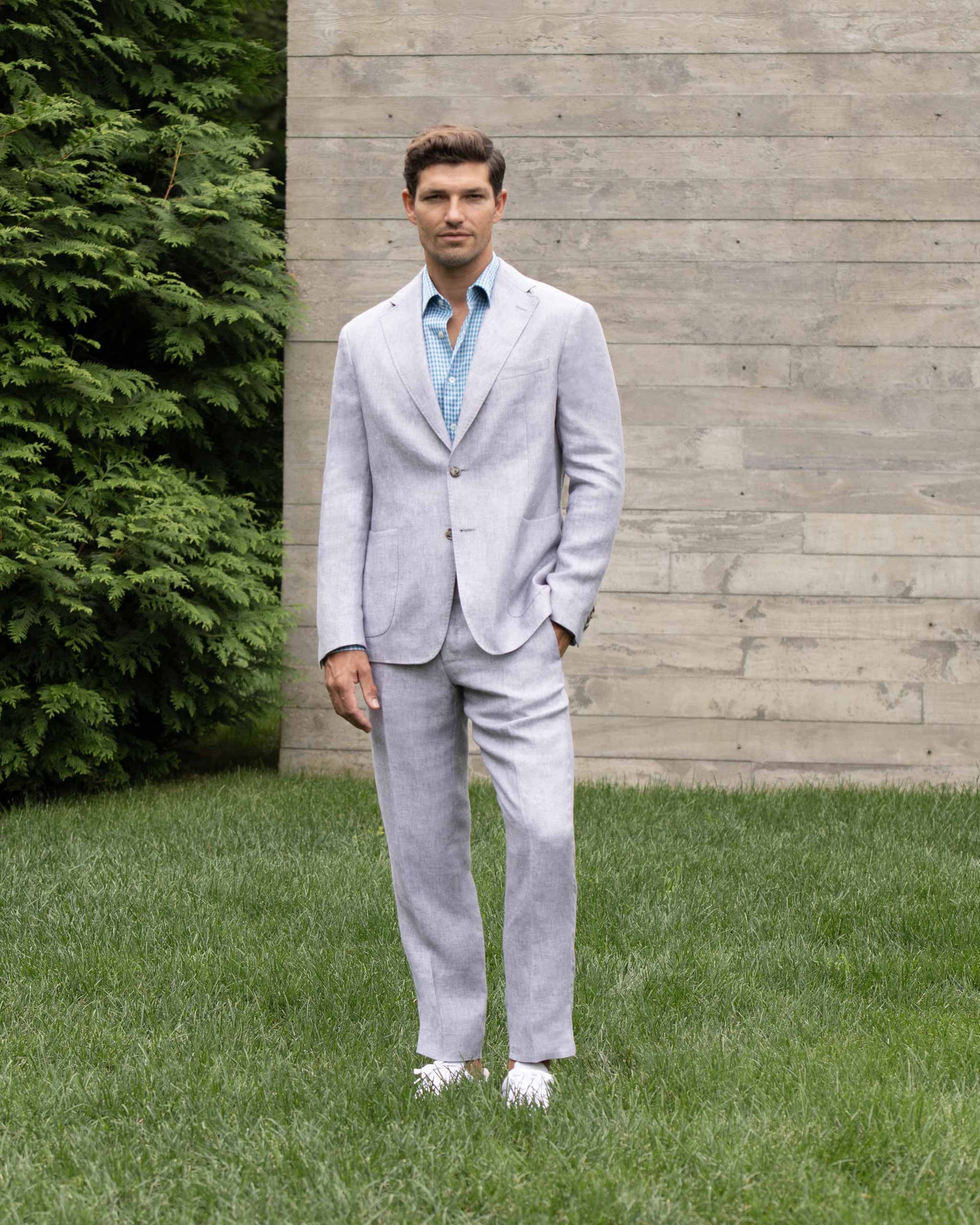 Parker Linen Trouser in Light Grey (Modern Straight Fit) by Zanella