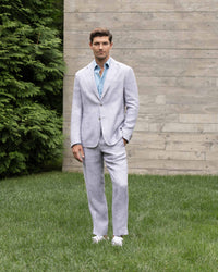 Parker Linen Trouser in Light Grey (Modern Straight Fit) by Zanella