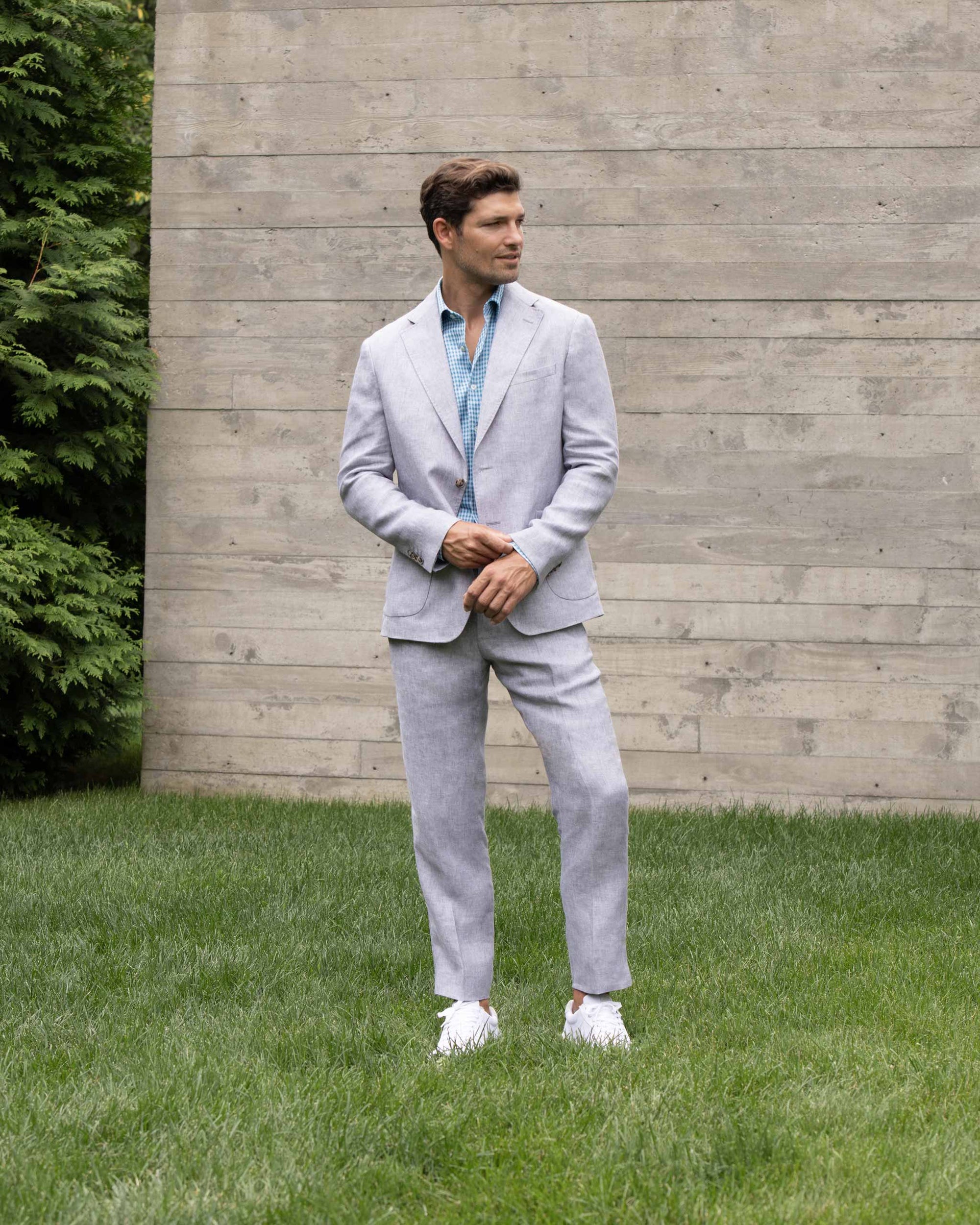 Parker Linen Trouser in Light Grey (Modern Straight Fit) by Zanella