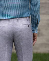 Parker Linen Trouser in Light Grey (Modern Straight Fit) by Zanella