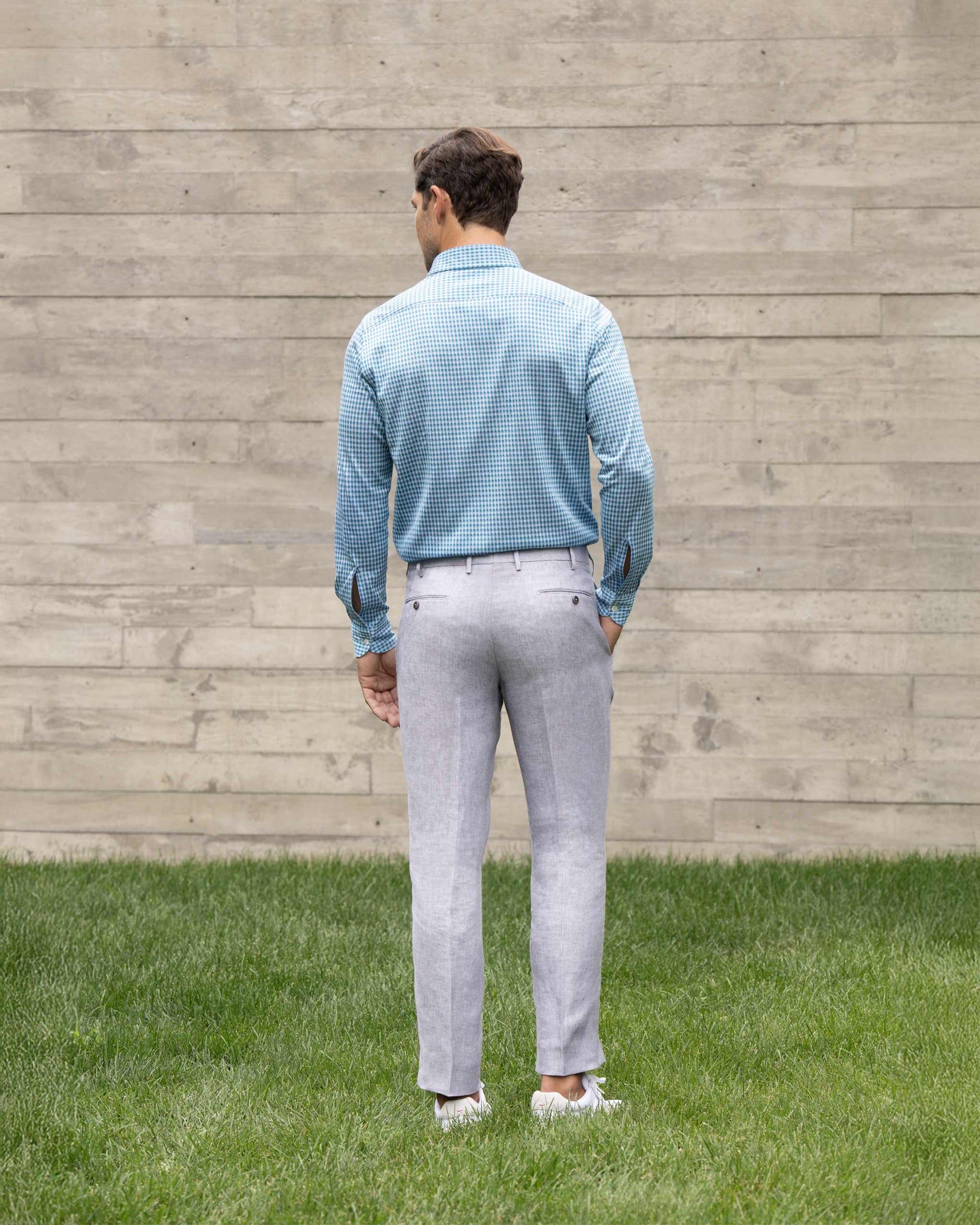 Parker Linen Trouser in Light Grey (Modern Straight Fit) by Zanella