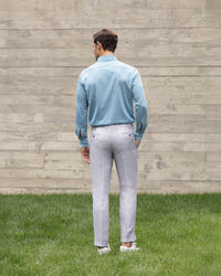 Parker Linen Trouser in Light Grey (Modern Straight Fit) by Zanella