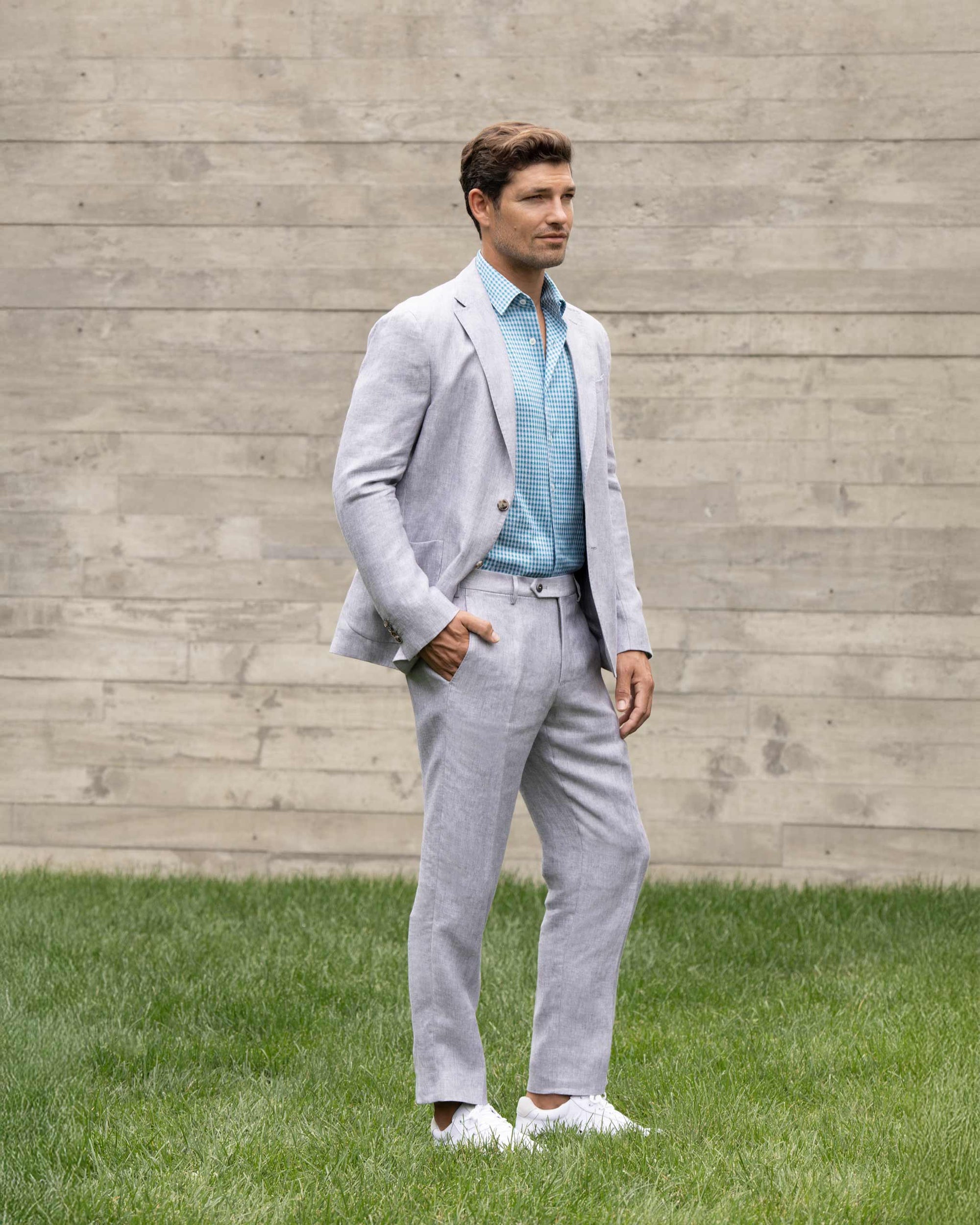 Parker Linen Trouser in Light Grey (Modern Straight Fit) by Zanella