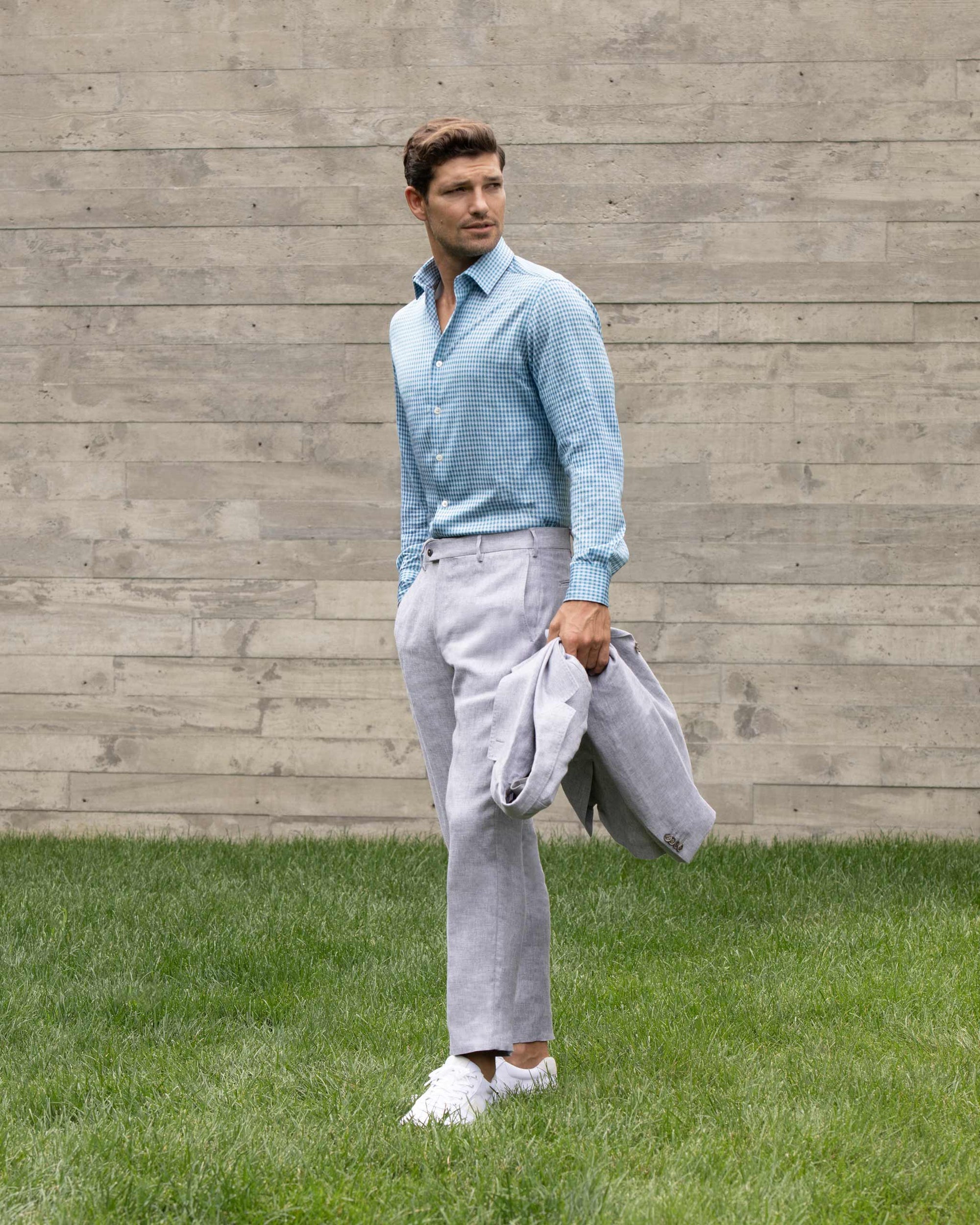 Parker Linen Trouser in Light Grey (Modern Straight Fit) by Zanella