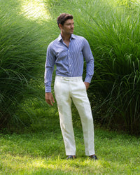 Parker Linen Trouser in White (Modern Straight Fit) by Zanella