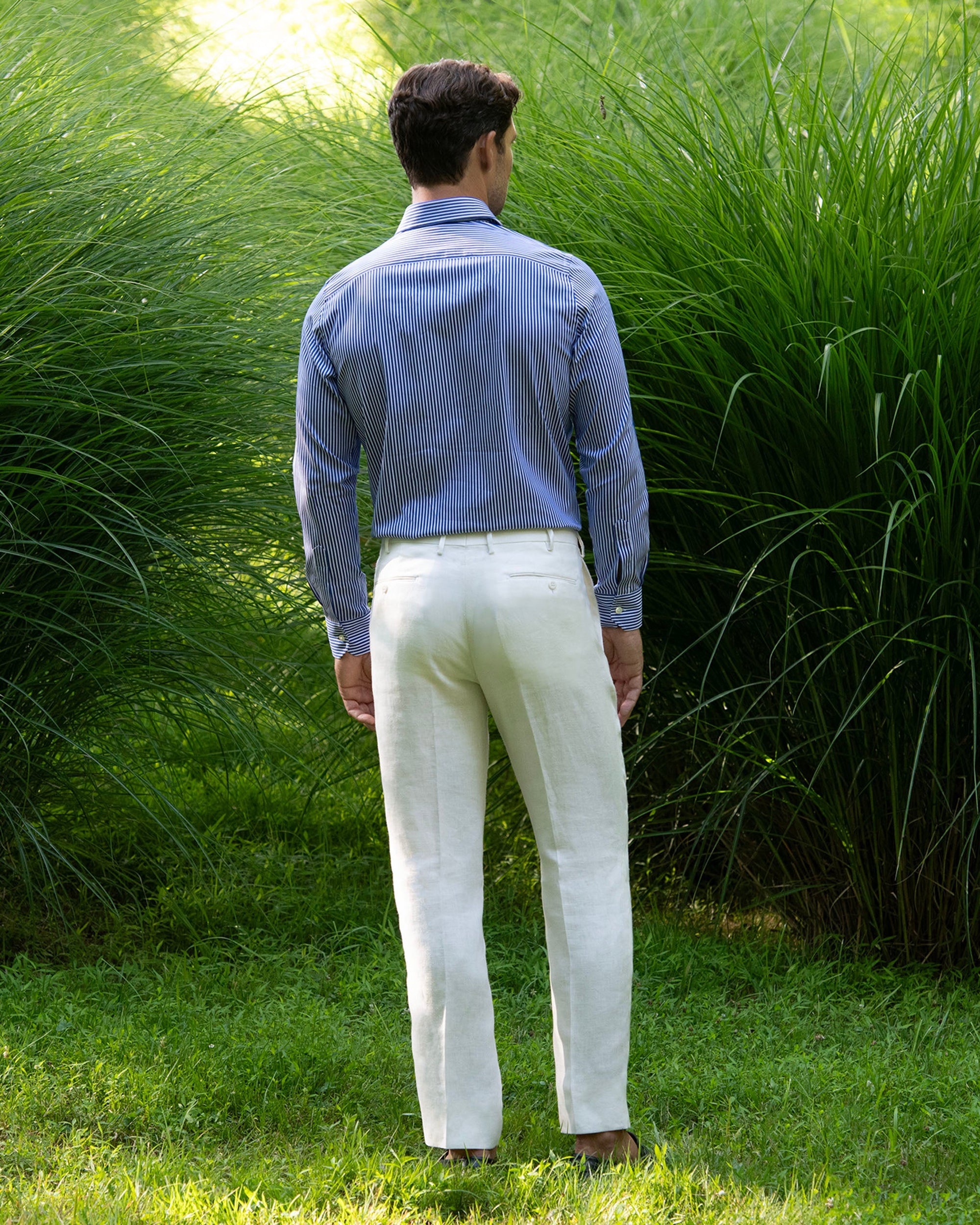 Parker Linen Trouser in White (Modern Straight Fit) by Zanella