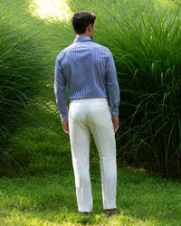 Parker Linen Trouser in White (Modern Straight Fit) by Zanella