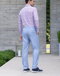 Devon Flat Front Super 110s Wool Serge Trouser in Light Blue (Modern Full Fit) by Zanella