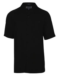 'Hail For The Tail' Embroidered Lobster Tail Short Sleeve Resort Hawaiian Shirt in Black by Weekender