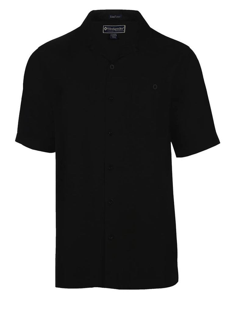 'Hail For The Tail' Embroidered Lobster Tail Short Sleeve Resort Hawaiian Shirt in Black by Weekender