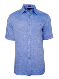 Pure Linen Short Sleeve Shirt in Chambray by Weekender