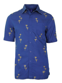 Palm Grove Embroidered Short Sleeve Resort Hawaiian Shirt in Deep Blue by Weekender