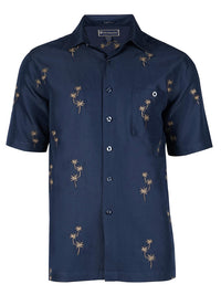 Palm Grove Embroidered Short Sleeve Resort Hawaiian Shirt in Navy by Weekender