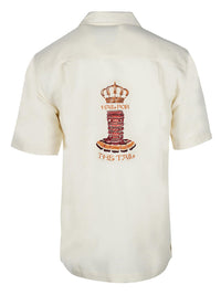 'Hail For The Tail' Embroidered Lobster Tail Short Sleeve Resort Hawaiian Shirt in Ivory by Weekender