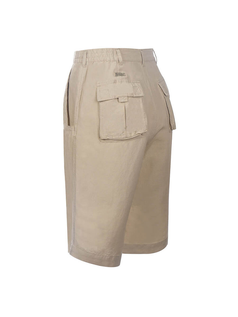 St. Barts Linen Blend Drawstring Shorts in Khaki by Weekender