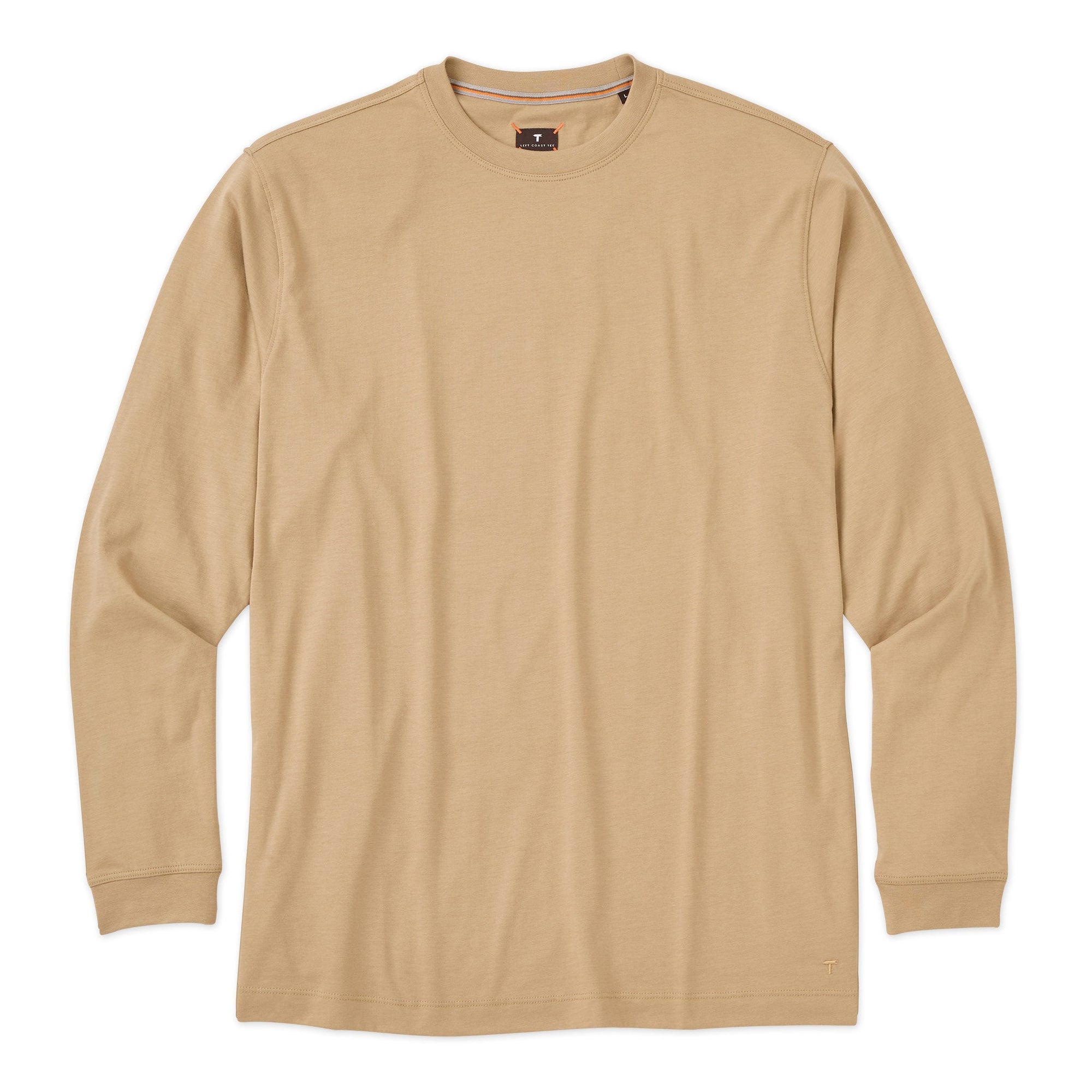 Long Sleeve Crew Neck Peruvian Cotton Tee Shirt in Taupe by Left Coast Tee