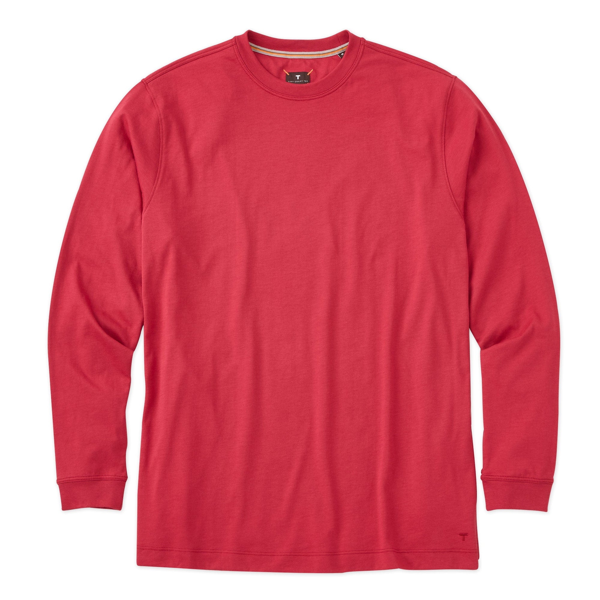 Long Sleeve Crew Neck Peruvian Cotton Tee Shirt in Red by Left Coast Tee