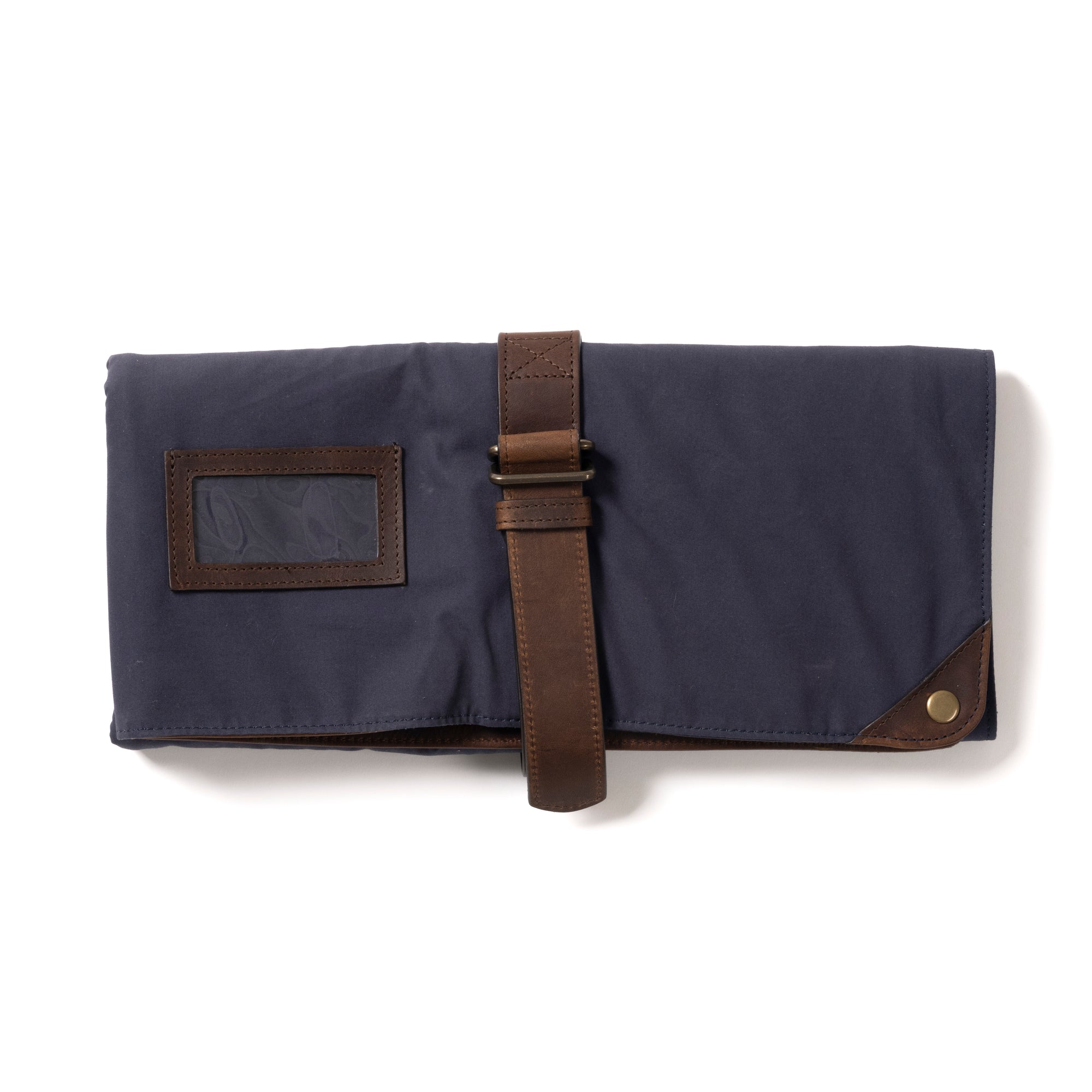 Meehan Bar Rollup in Navy Ventile and Baldwin Oak by Moore & Giles