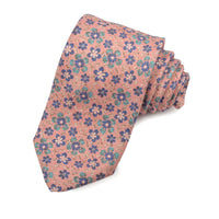 Rose, Royal, and Teal 'Crosshatch Daisy' Silk Printed Panama Tie by Dion Neckwear