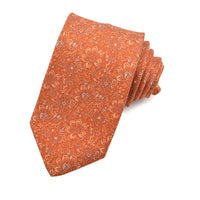 Cognac, Melon, and Sky 'Full Bloom Florals' Silk Printed Panama Tie by Dion Neckwear