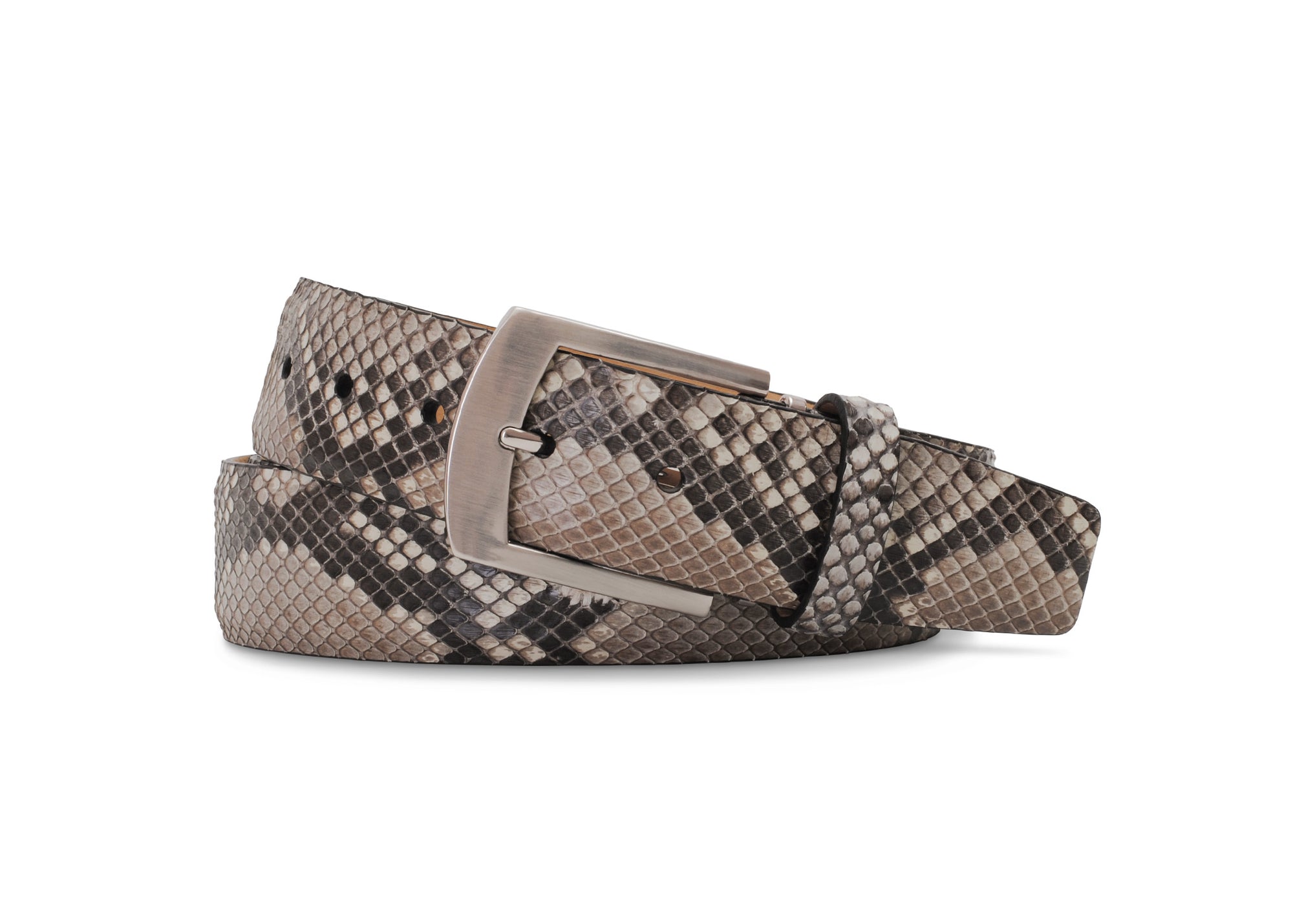 Matte Finish Belly-Cut Python Belt in Natural by Brookes & Hyde