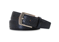 Vintage Finish Belly-Cut Python Belt in Navy by Brookes & Hyde