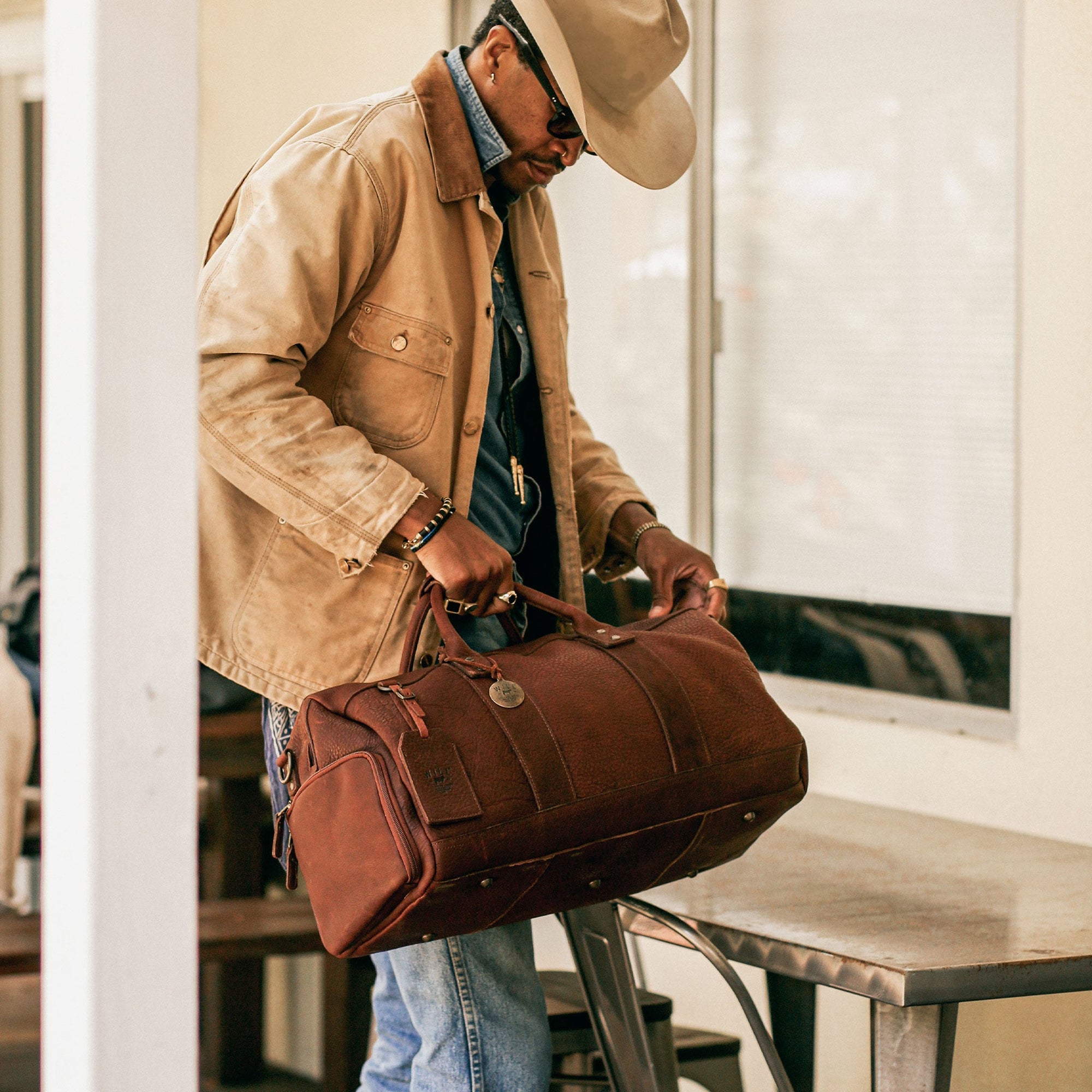 Atticus Leather Shoe Duffle in Cognac by Will Leather Goods