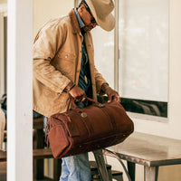 Atticus Leather Shoe Duffle in Cognac by Will Leather Goods