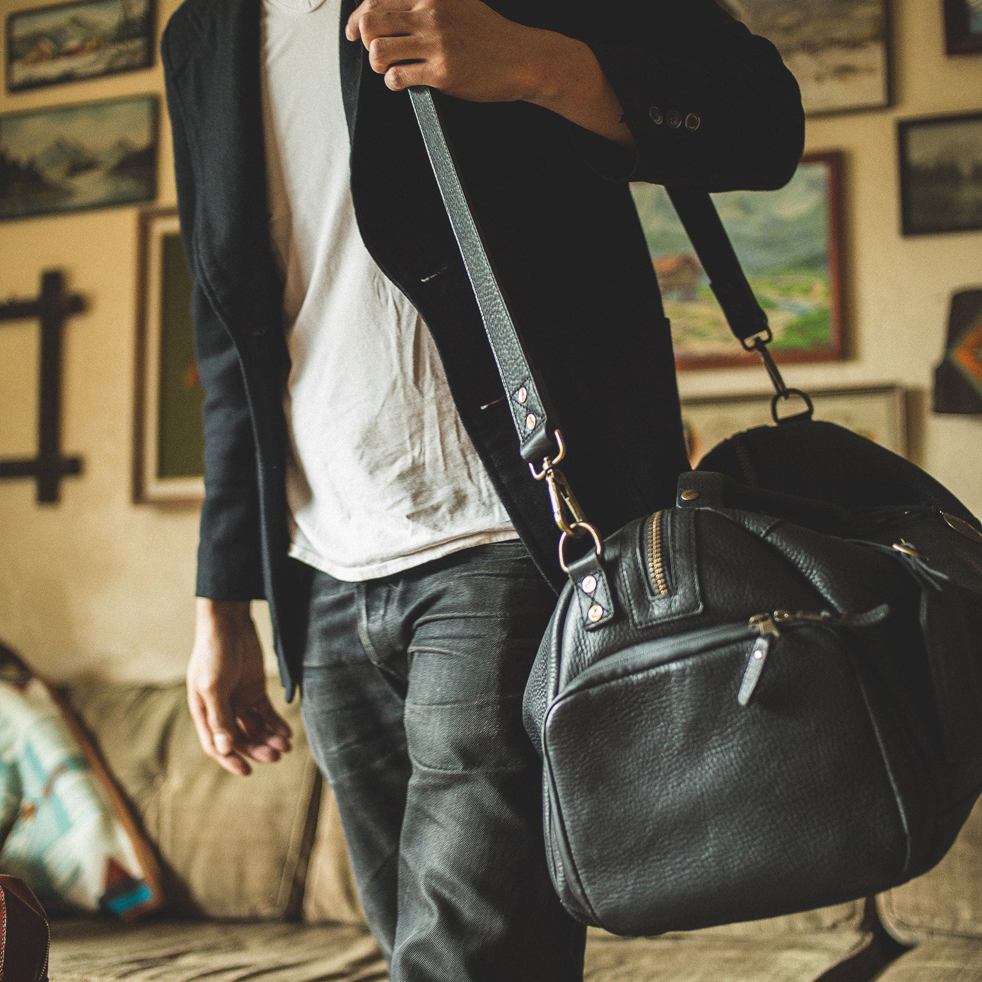 Atticus Leather Shoe Duffle in Black by Will Leather Goods