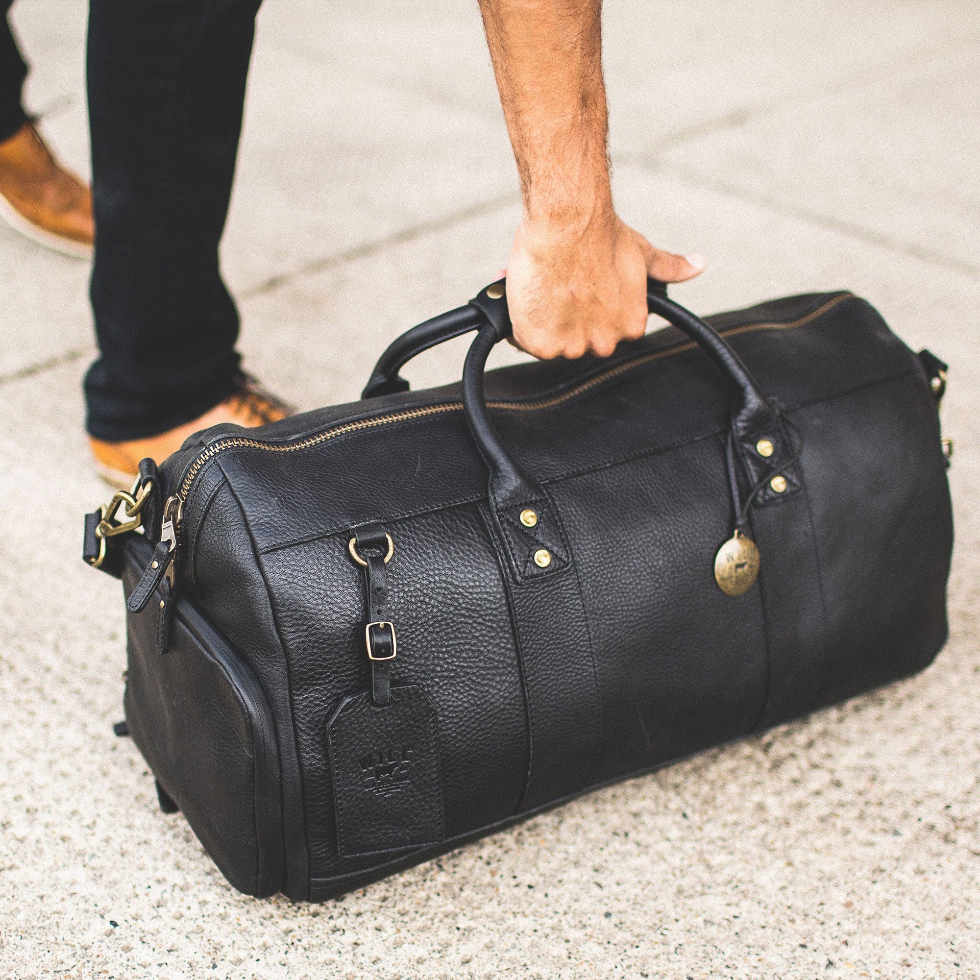 Atticus Leather Shoe Duffle in Black by Will Leather Goods