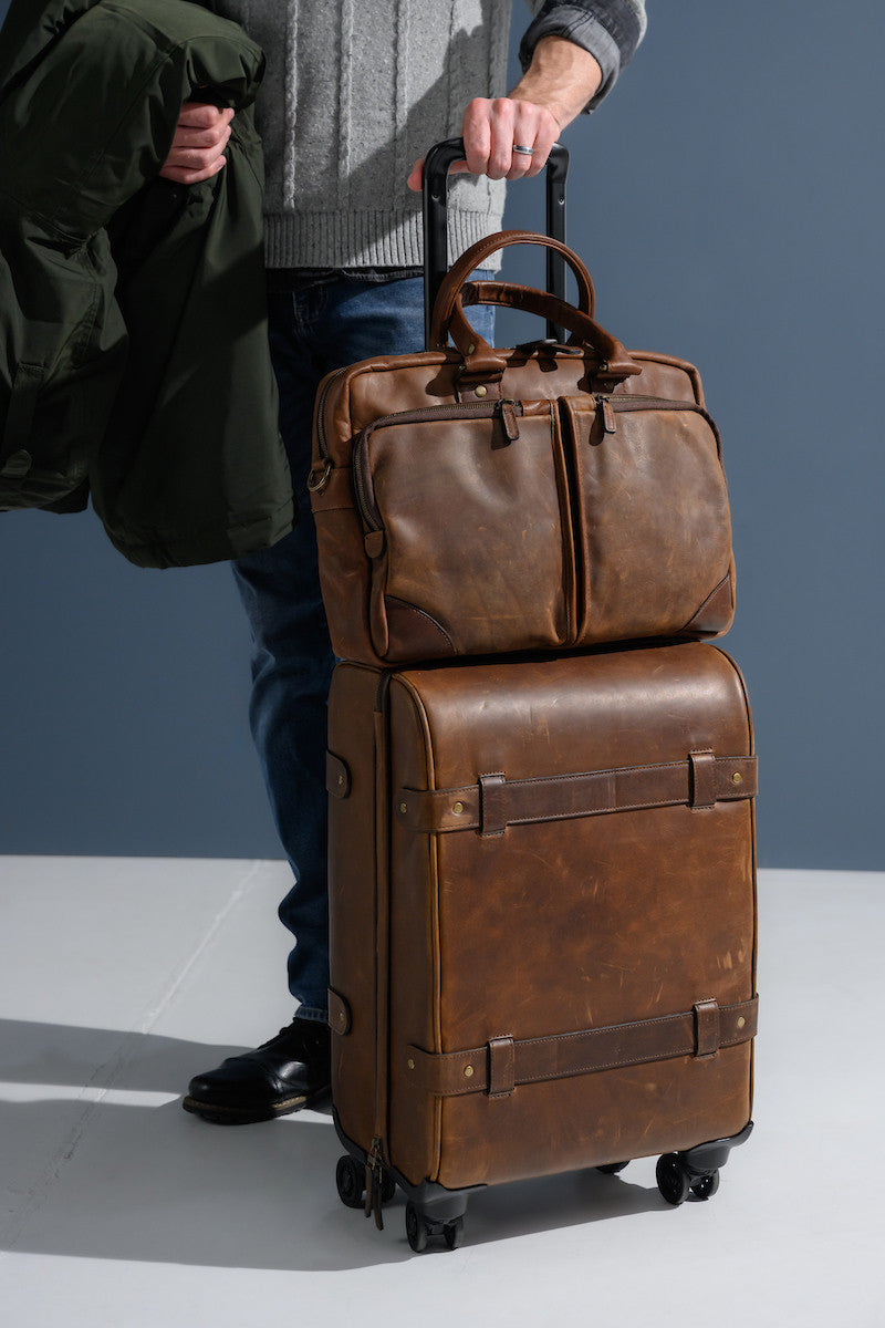 Parker Carry-On Suitcase in Baldwin Oak Leather by Moore & Giles