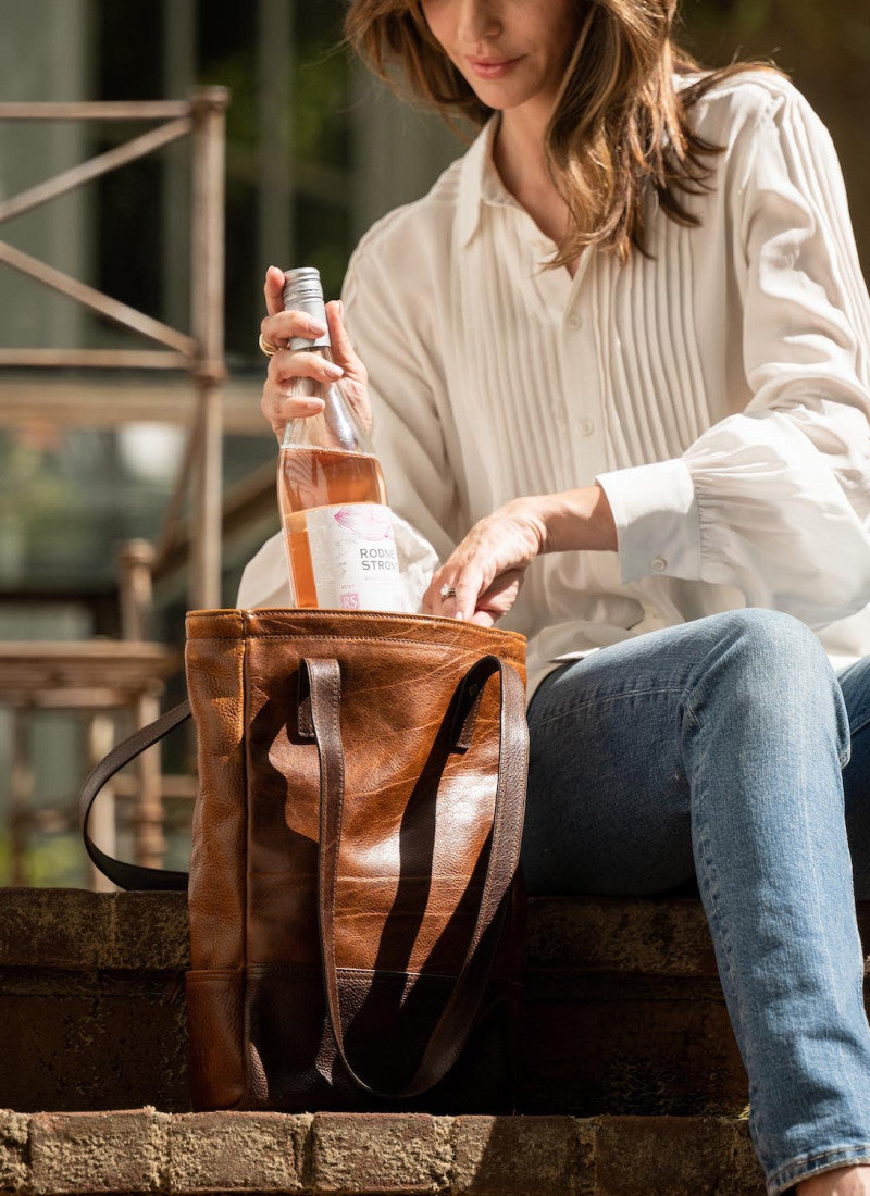 Petty Bottle Tote in Titan Milled Honey by Moore & Giles