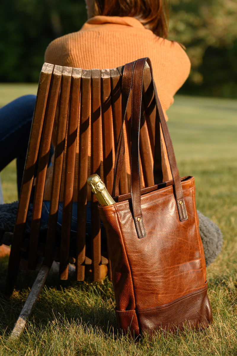 Petty Bottle Tote in Titan Milled Honey by Moore & Giles