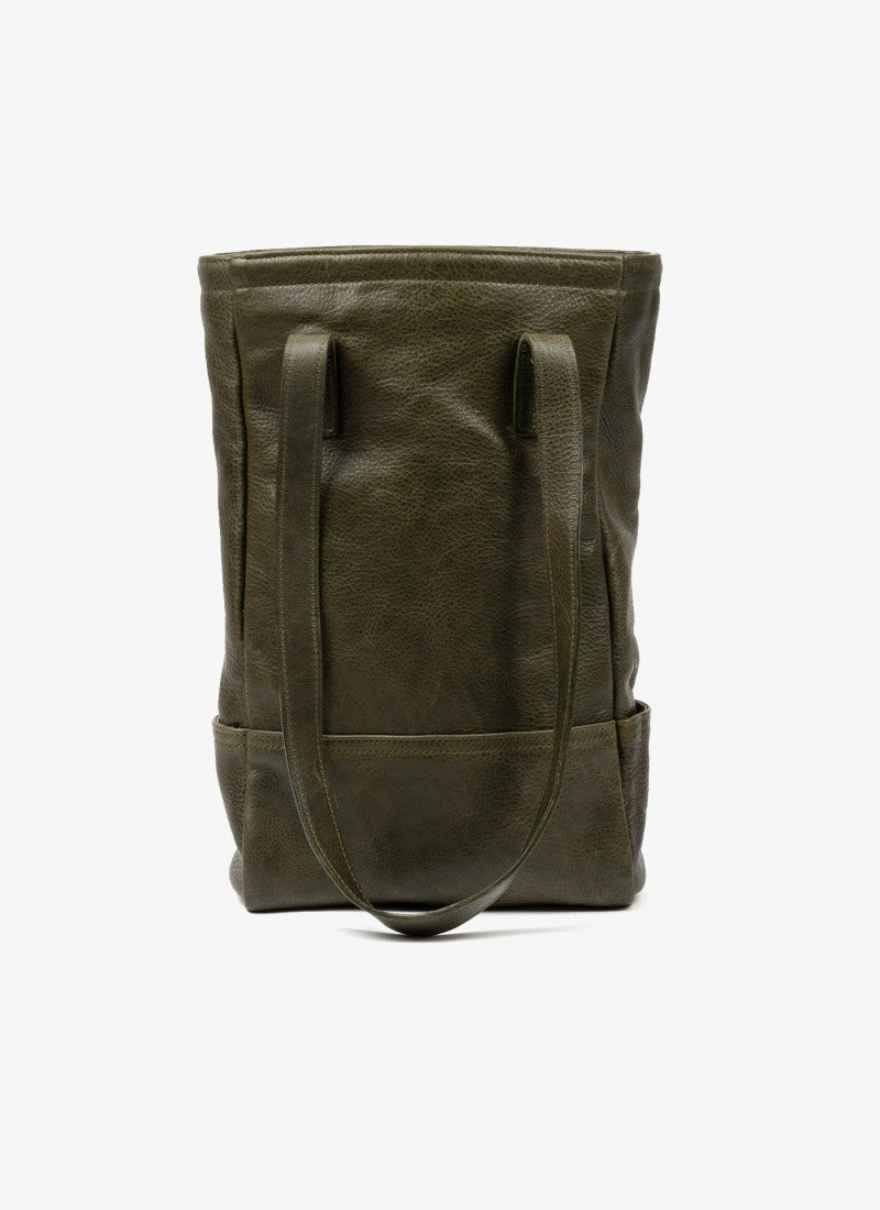 Petty Bottle Tote in Titan Milled Olive by Moore & Giles